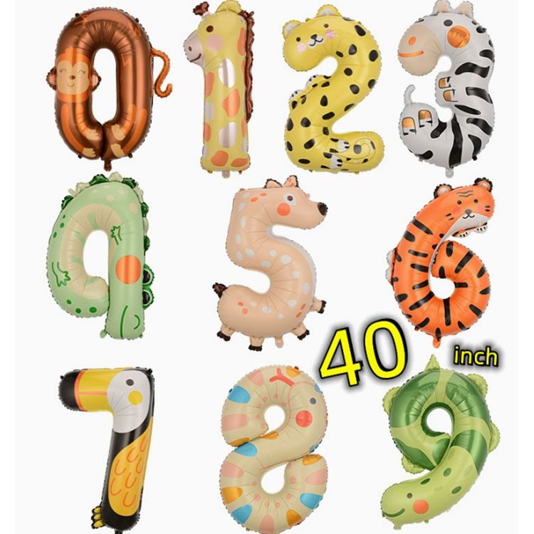 Baloane din folie cu număr de animale de 40 inch