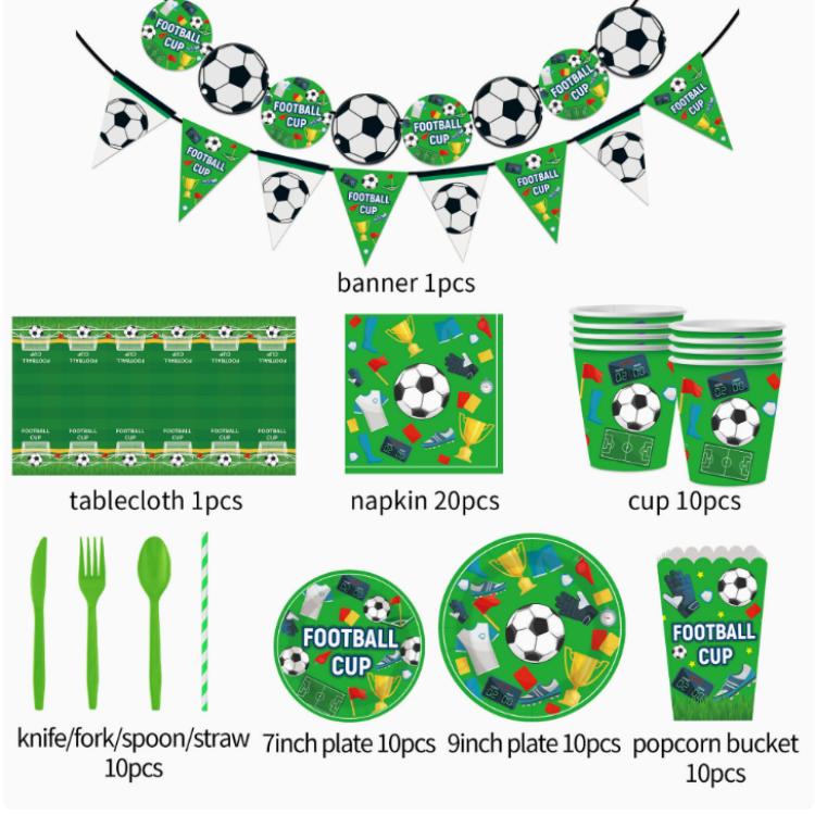 Set de farfurii de unică folosință pentru decorarea petrecerilor cu tematică fotbal