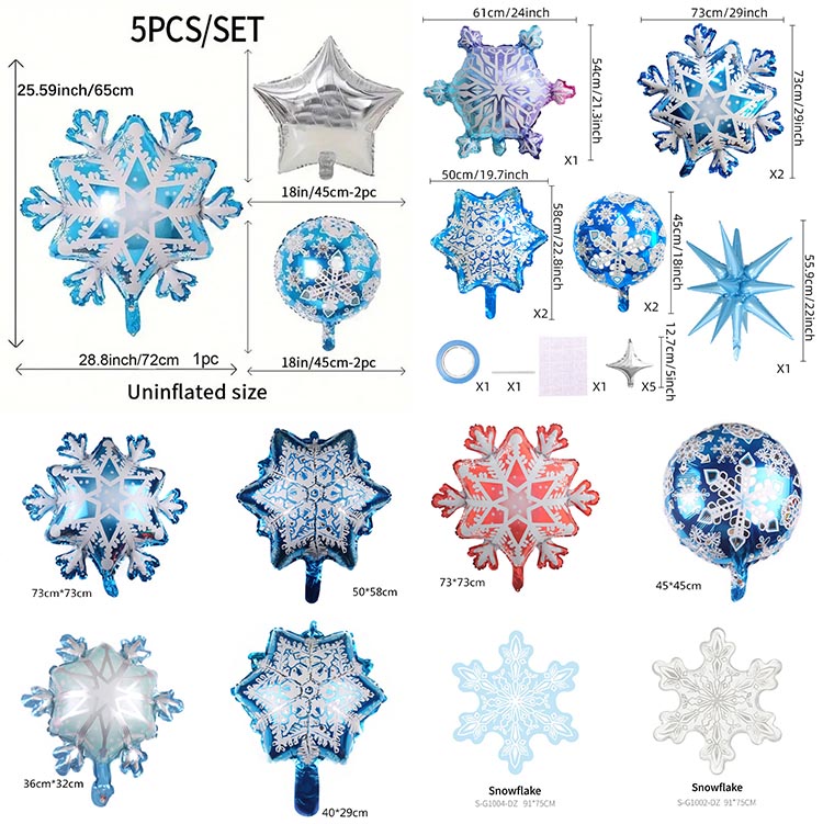 Snowflake foil balloon size