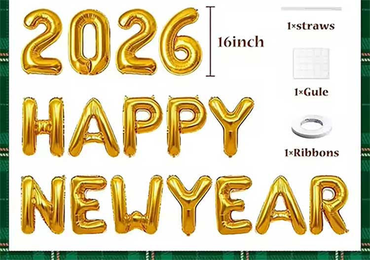 New Year foil Balloon Set