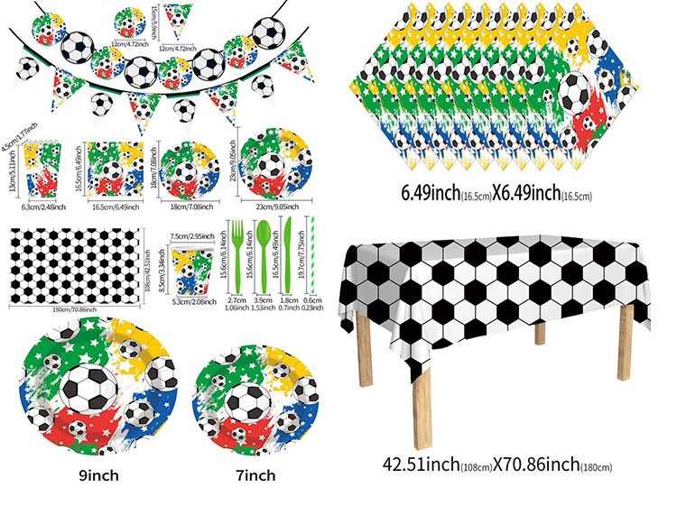 Football-themed party decoration disposable plate set discount