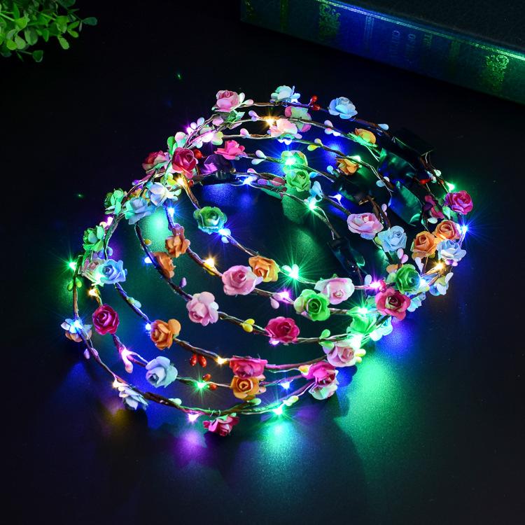 Coroană cu bandă de flori cu LED
