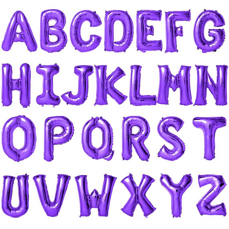Baloane cu litere din folie violet